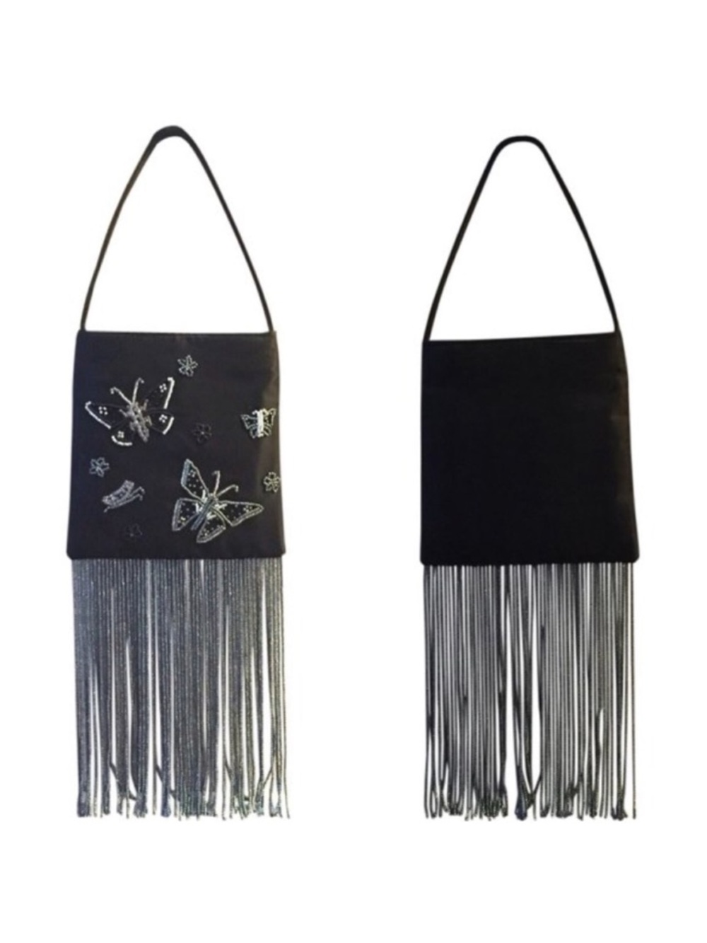 🦋✨Fluttering in Style: Valerie Stevens Black Purse with Beaded Butterflies✨🦋
